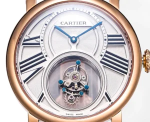 Cartier Rotonde de Cartier white dial rose gold bezel pink gold case watch with tourbillon mechanism