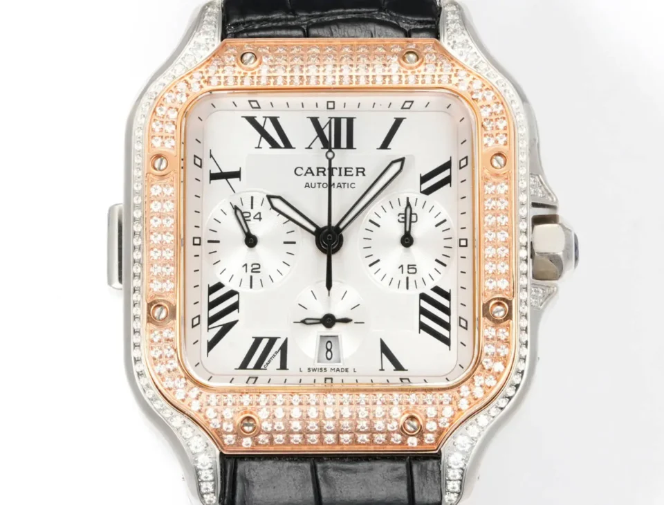 Cartier Santos Chronograph Rose Gold 43mm Leather Strap Exclusive Edition