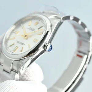 Rolex Oyster Perpetual white dial stainless steel bezel stainless steel watch