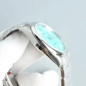 Rolex Oyster Perpetual 124300 turquoise dial stainless steel bezel stainless steel watch