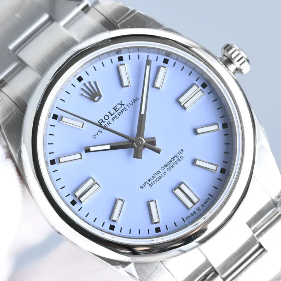 Rolex Oyster Perpetual 124300 light blue dial stainless steel bezel stainless steel watch