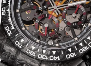 Hublot Big Bang Carbon Skeleton black dial carbon bezel forged carbon case watch with red accents