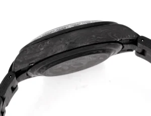 Omega Seamaster 300 black dial forged carbon bezel forged carbon case black rubber strap watch