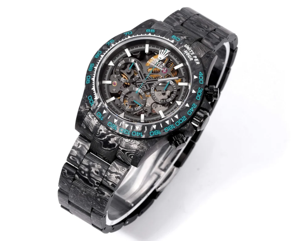 Rolex Daytona carbon series black skeleton dial carbon bezel carbon case watch