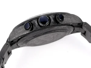 Richard Mille RM 11-03 carbon case carbon fiber bezel black rubber strap watch close-up side view