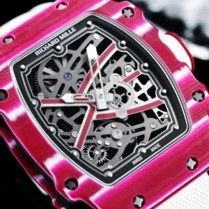 Richard Mille RM 67-02 pink dial titanium bezel skeleton dial carbon case watch