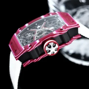 Richard Mille RM 61-01 red carbon bezel black titanium case white textile strap watch
