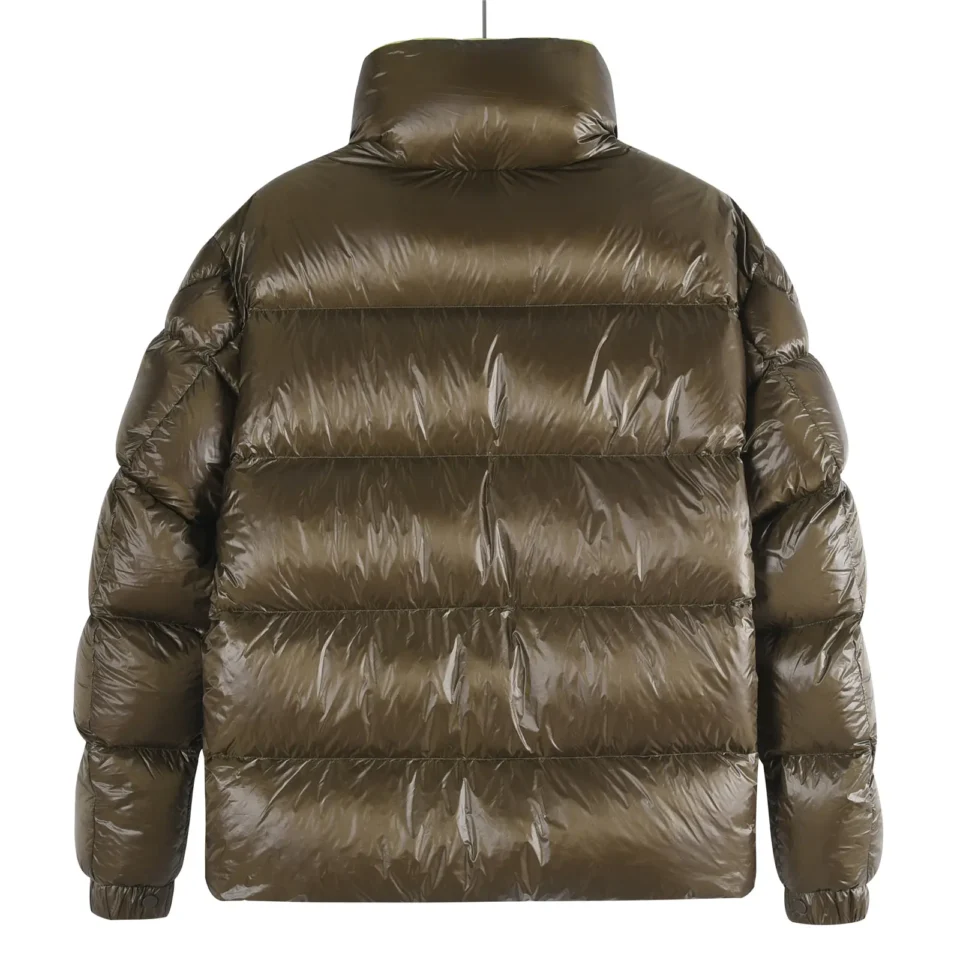 Moncler Men&rsquo;s Puffer Jacket olive green shiny nylon quilted insulated coat