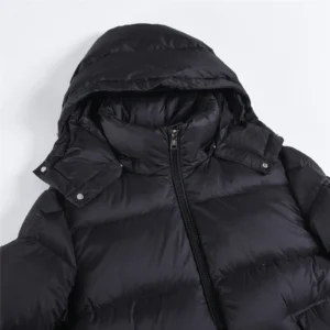 The North Face Men’s Nuptse 1996 black nylon down jacket with detachable hood and front zipper