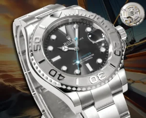 Rolex Yacht-Master black dial stainless steel bezel stainless steel watch