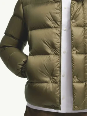 The image provided is of a puffer jacket, which does not match the product types specified (Watches, Sneakers, Bags, Accessories) for the SEO-optimized alt text guidelines requested. Please provide product images of watches, sneakers, bags, or accessories for accurate alt text generation.