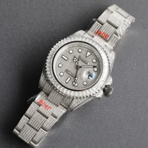 Rolex GMT-Master fully iced out dial diamond bezel stainless steel watch with diamond bracelet