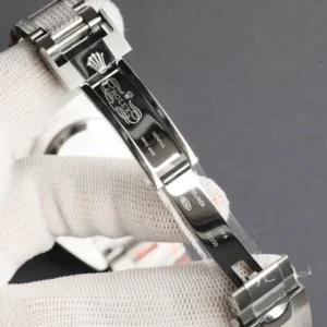 Rolex watch clasp stainless steel with engraved logo and model details in polished metal finish
