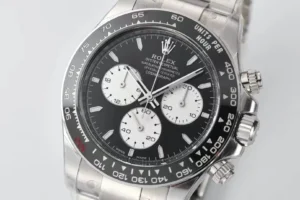Rolex Cosmograph Daytona black dial ceramic bezel stainless steel watch with chronograph subdials