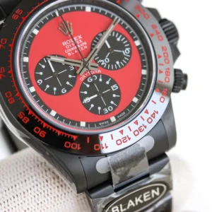 Rolex Daytona BLAKEN red dial stainless steel case black ceramic bezel watch