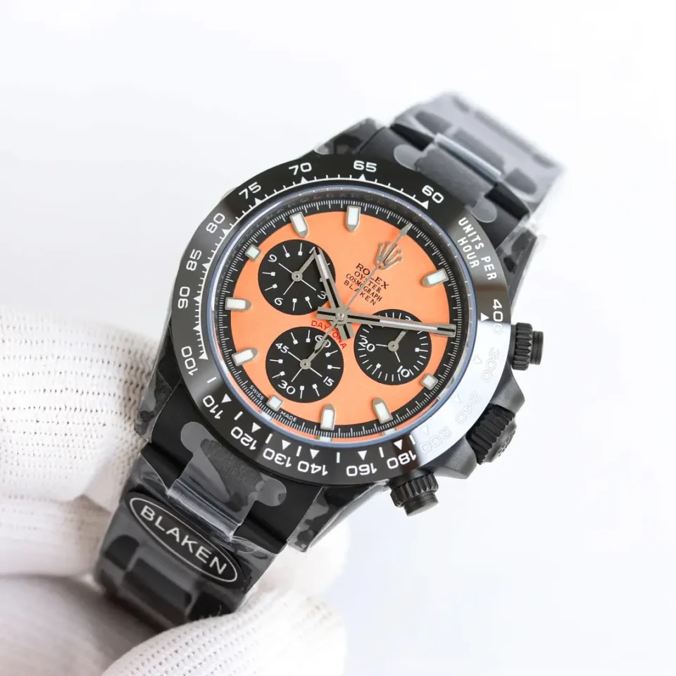 Rolex Daytona Blaken orange dial ceramic bezel black stainless steel watch