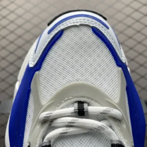Adidas Ozweego white blue mesh sneakers with synthetic overlays and patterned laces