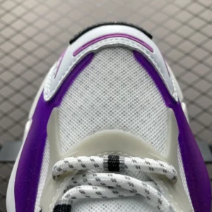 Adidas Ozweego white purple mesh sneakers with reflective detailing and patterned laces