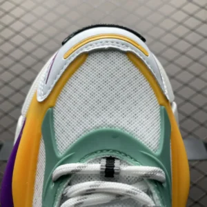 Nike Air Jordan 13 retro white yellow purple mesh and leather sneakers with green accents