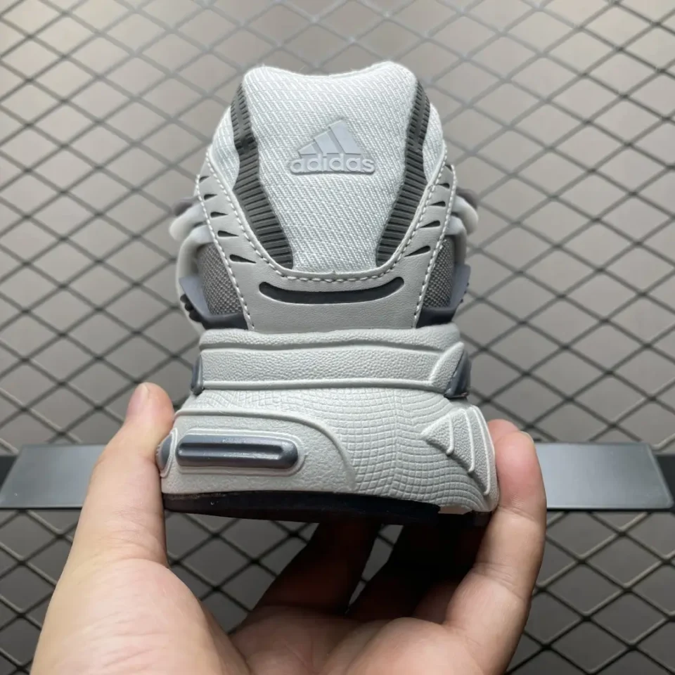 Adidas EQT Gazelle gray white mesh synthetic leather sneakers with textured sole detail