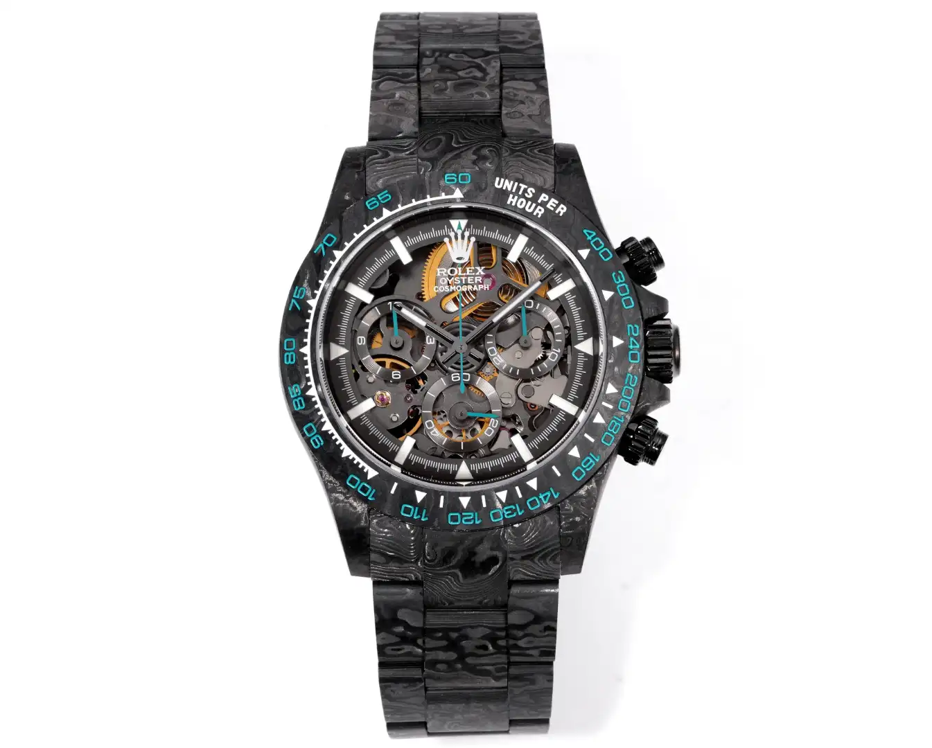 Rolex Daytona DiW Carbon Turquoise Skeleton Replica Watch