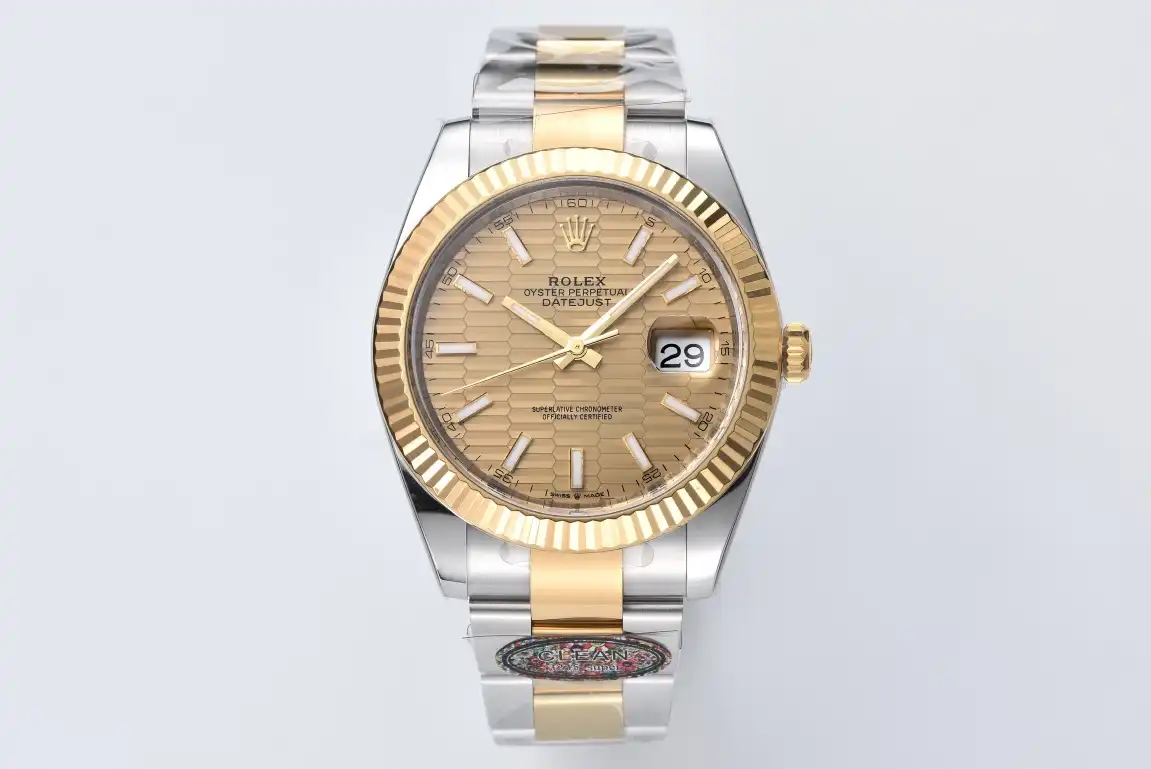 Rolex Datejust 41 Two-Tone Yellow Gold Motif Dial Replica Watch &ndash; 126333-0009