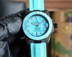 blaken custom rolex submariner 40MM Tiffany Blue strap black DLC case