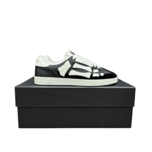 Amiri Skeleton Low black white leather sneakers with bone design