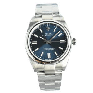 Rolex Oyster Perpetual blue dial stainless steel bezel stainless steel watch