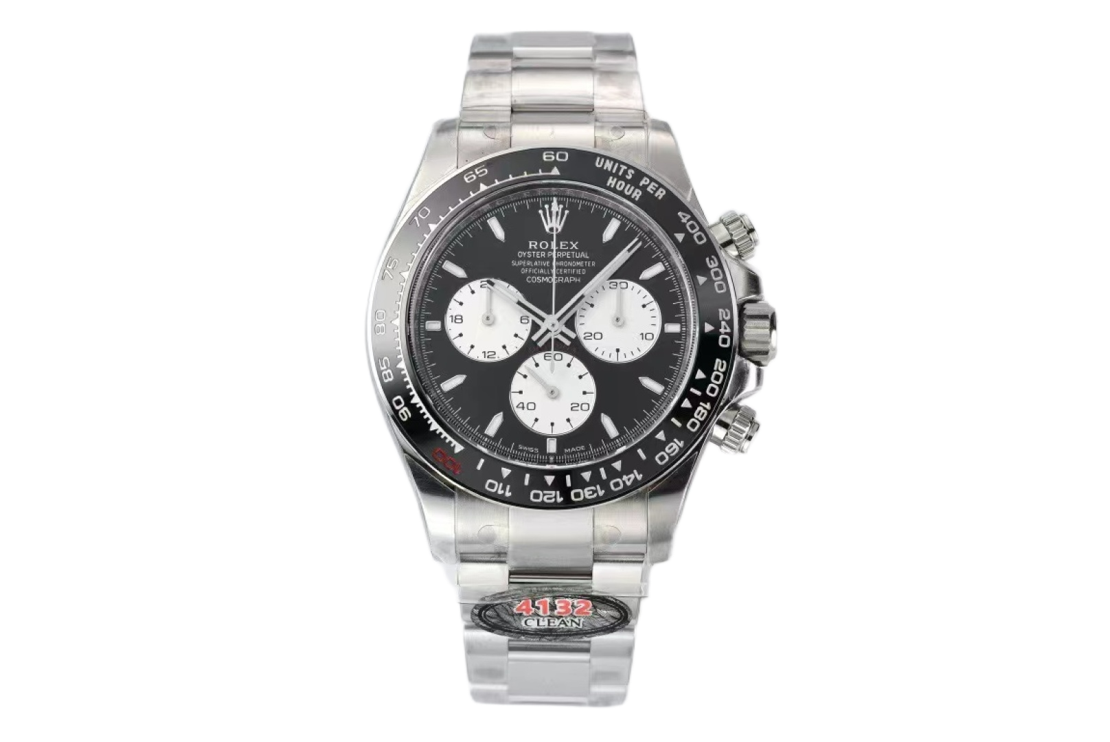 Rolex Daytona 4132 black dial ceramic bezel stainless steel chronograph watch