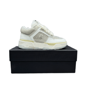 Amiri Skel Toe low top sneakers beige white leather mesh materials on black box