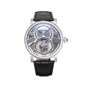 Cartier Rotonde de Cartier gray dial stainless steel case black leather watch