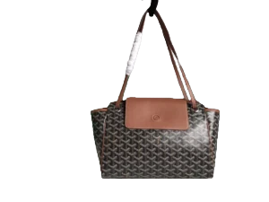 Goyard Saint Louis tote bag medium brown black coated canvas leather trim