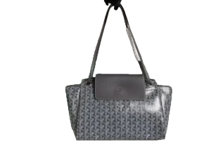 Goyard tote bag featuring a distinctive gray pattern and black leather accents, showcased as part of RepsGoat's affordable designer replica accessories collection.