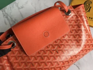 Goyard Saint Louis GM tote bag orange coated canvas leather trim medium size handbag