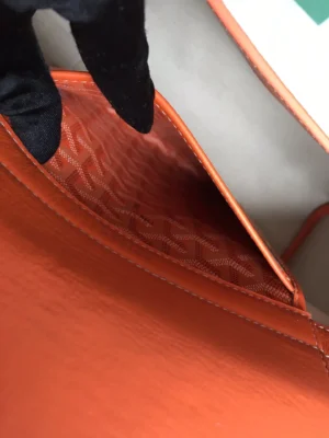 Goyard Saint Louis PM tote bag orange chevron canvas leather interior pocket