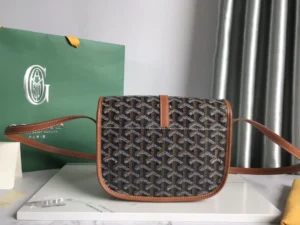 Goyard Saint Honore small crossbody bag brown black patterned canvas leather trim