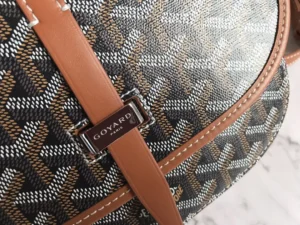 Goyard Saint Louis PM small tote bag black brown coated canvas leather trim