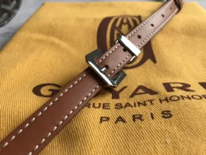 Goyard leather watch strap brown leather adjustable silver metal buckle accessory