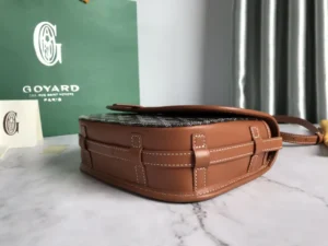 Goyard Saint Louis GM tote bag brown calf leather and signature chevron canvas medium size