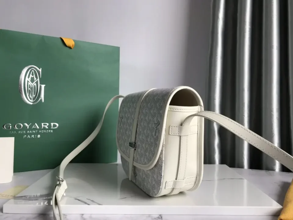 Goyard Saint Louis PM bag white gray coated canvas leather medium size crossbody bag