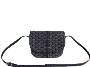 Goyard Saint Louis Mini crossbody bag black coated canvas leather trim adjustable strap