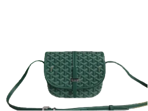 Goyard Saint Louis PM small shoulder bag green coated canvas leather trim