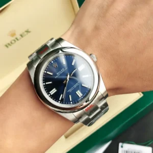 Rolex Oyster Perpetual 36mm blue dial stainless steel bezel stainless steel watch