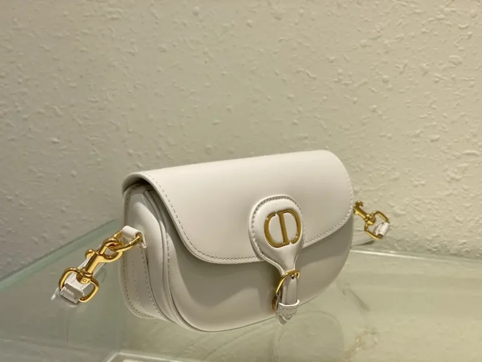 Dior Bobby Mini bag white calfskin leather gold-tone hardware shoulder strap