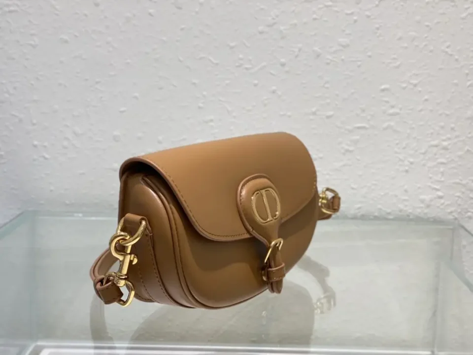 Dior Bobby small shoulder bag tan brown smooth leather gold-tone hardware buckle closure