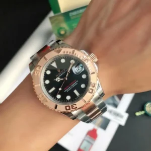 Rolex Yacht-Master 116621 black dial rose gold bezel stainless steel watch