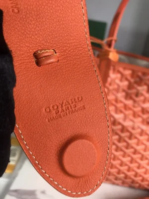 Goyard St. Louis GM tote bag orange grained leather with signature chevron pattern luxury handbag