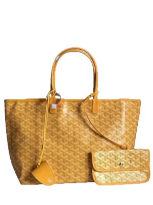 Goyard Saint Louis PM tote bag yellow canvas leather trim with matching pouch