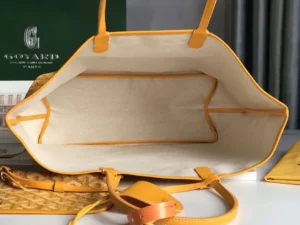 Goyard Saint Louis GM tote bag yellow canvas leather trim medium size spacious interior